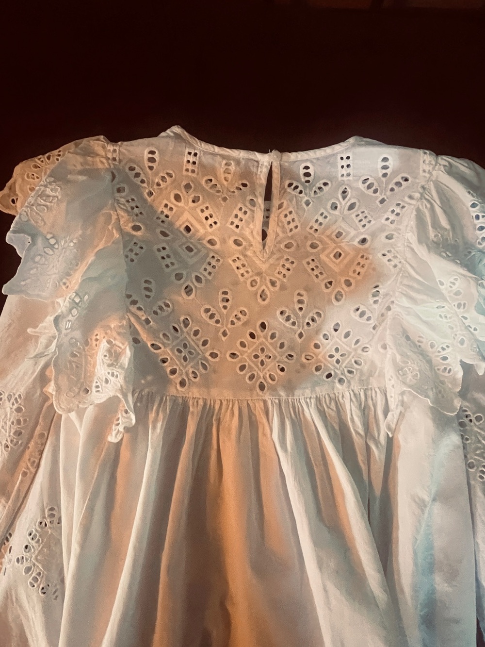 H&M White Eyelet Ruffle Yoke Blouse - Picture 6 of 6